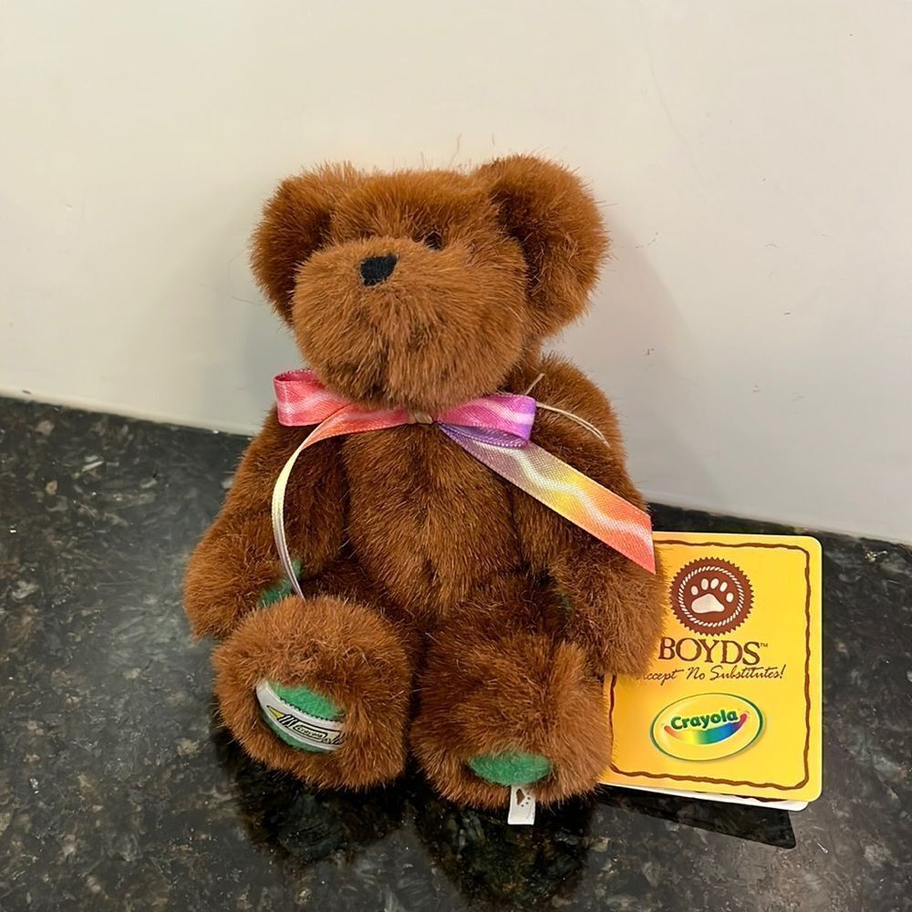 Boyds Bears Plush Crayola Fuzzy B Brown Teddy Bear. Size 6”